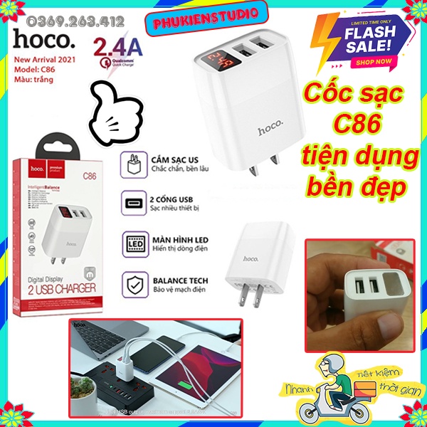 🌈Đặc biệt🌈 Củ sạc C86 sạc nhanh 2.4A, có đèn led hiển thị tốc độ sạc, bền, đẹp, bảo vệ điện thoại của bạn