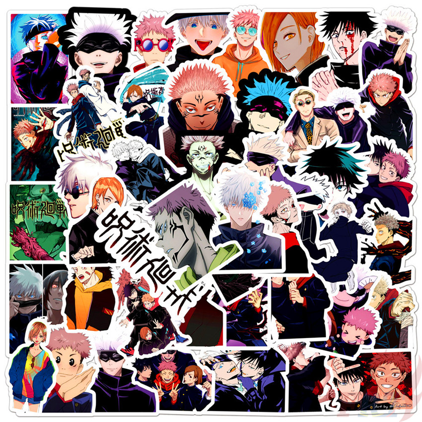Bộ 100 Nhãn Dán Chống Thấm Nước Hình Nhân Vật Anime Kaisen Dễ Thương