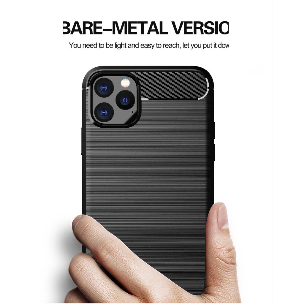 Ốp lưng iPhone 11 / iPhone 11 Pro / iPhone 11 Pro Max Carbon phay xước chống sốc chống vân tay