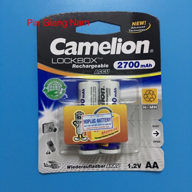 Pin sạc AA Camelion 2700 trắng Mah vỉ 2 viên