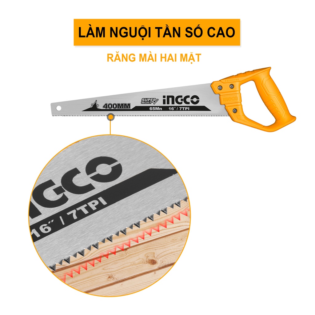 Cưa tay lá liễu 40cm bản hẹp INGCO HHAS48400