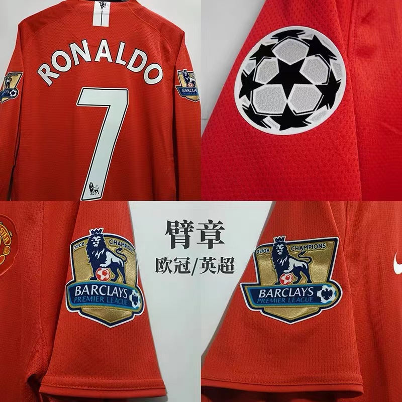 Áo Thun Số 7 Manchester United 2007-2008 Tay Dài Phong Cách Retro