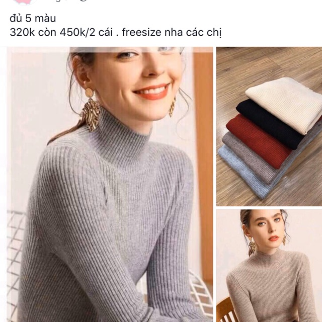 Áo len tăm cổ 3 phân xuất nhật dòng freessize