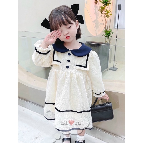 Váy bé gái - váy ren cúc ngực cao cấp cho bé 1-5 tuổi
