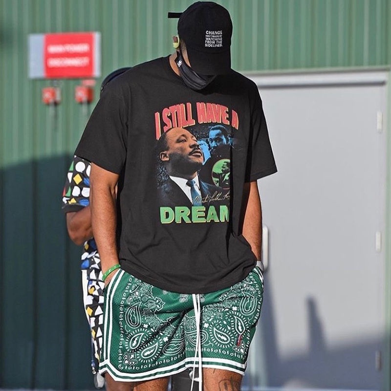 Áo Thun Cotton Tay Ngắn Cổ Tròn Dáng Rộng Phong Cách Bóng Rổ Mỹ Cá Tính