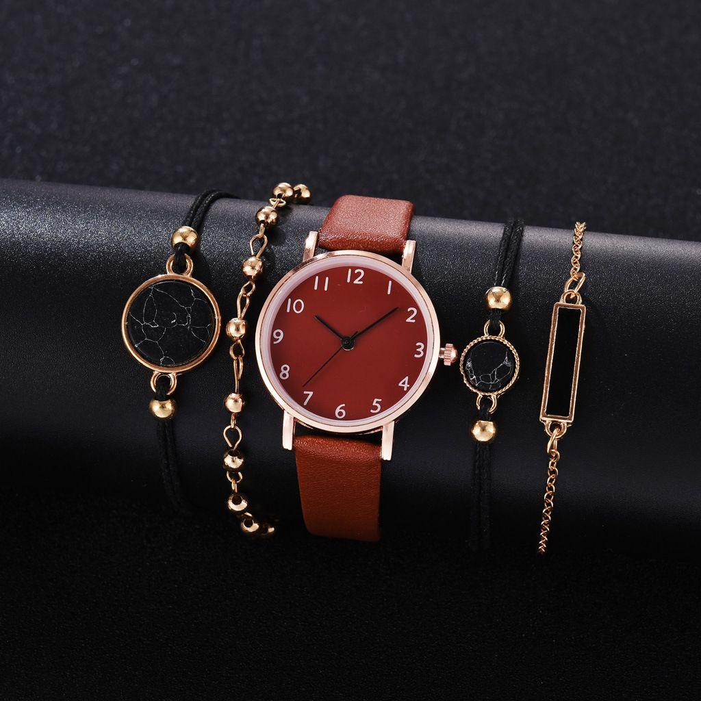Bộ 5 Vòng Tay Xinh Xắn Dành Cho Bé|Đồng Hồ Đeo Tay Reloj Mujer Dây Da