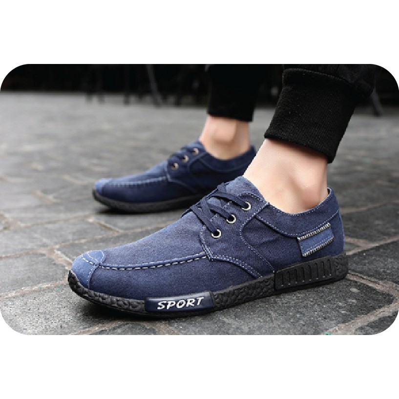 Giày Vải Màu Giả Bò Xanh Than [Folow Shop] | BigBuy360 - bigbuy360.vn