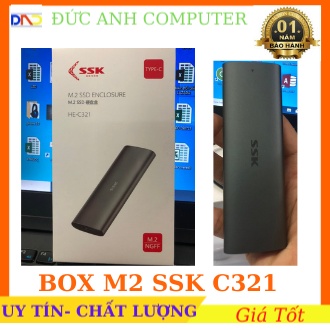 Box chuyển M2 SATA sang USB 3.0 SSK SHE-C321 (Chân cắm Type C sang Type A), Bảo Hành 1 Năm- 1 Đổi 1