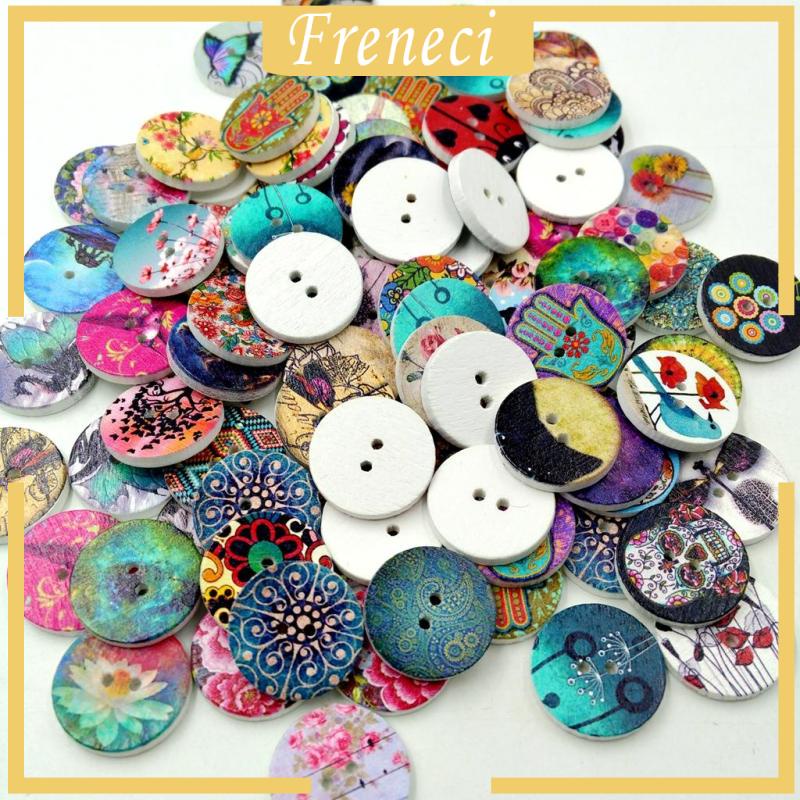 Set 100 Cúc Áo Gỗ 2 Lỗ Dùng Làm Đồ Thủ Công DIY Tiện Dụng