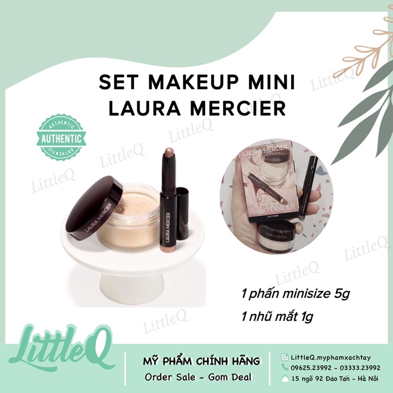 SET MAKEUP LAURA MERCIER MINISIZE GỒM 1 PHẤN PHỦ VÀ 1 NHŨ MẮT