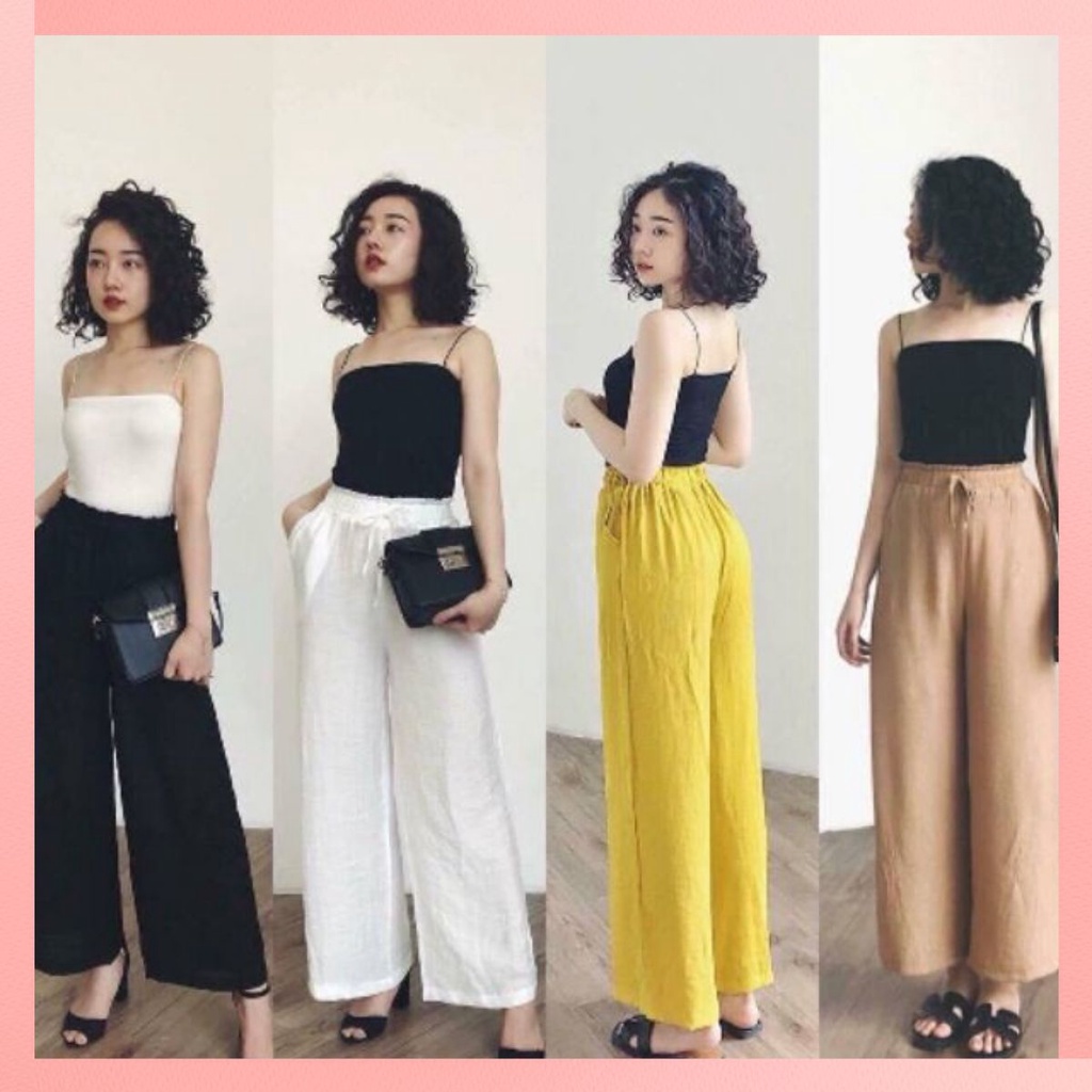 Quần đũi lụa ống rộng dây rút L1