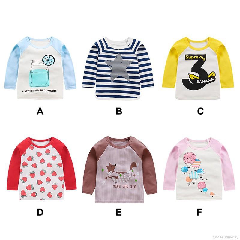 Áo thun tay dài họa tiết nhiều kiểu dễ thương cho bé
