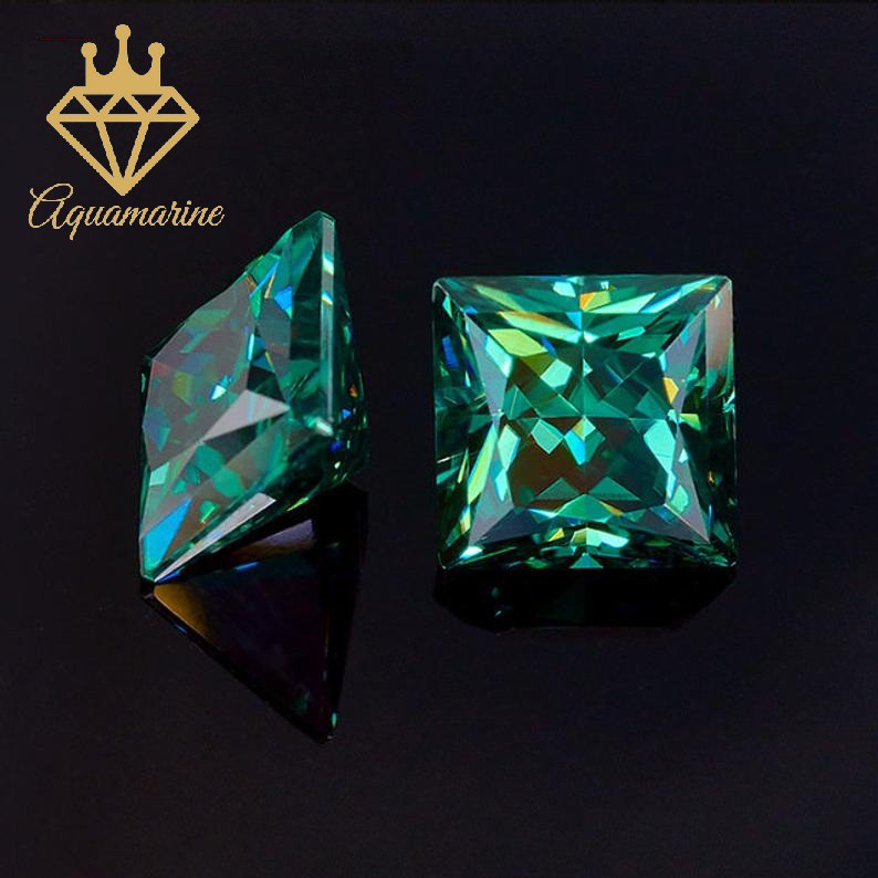 Kim cương nhân tạo Moissanite Princess Green