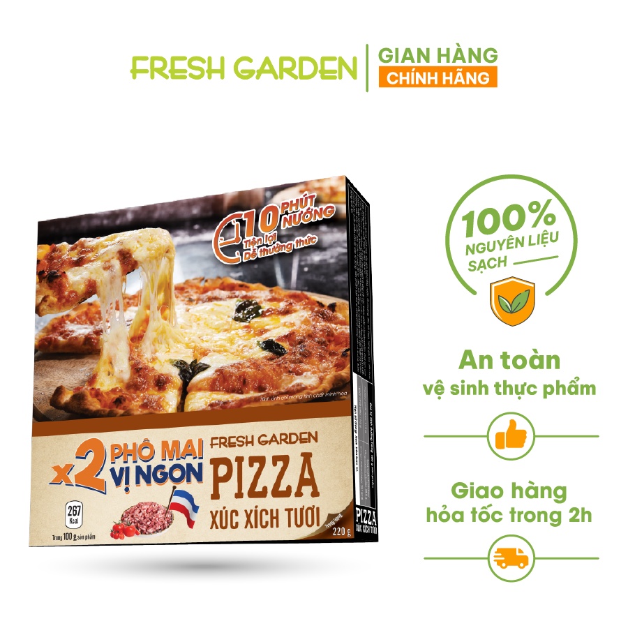 Bánh Pizza Xúc Xích Tươi FRESH GARDEN 220g Thơm Ngon Tiện Lợi Chỉ Với 10 Phút Nướng