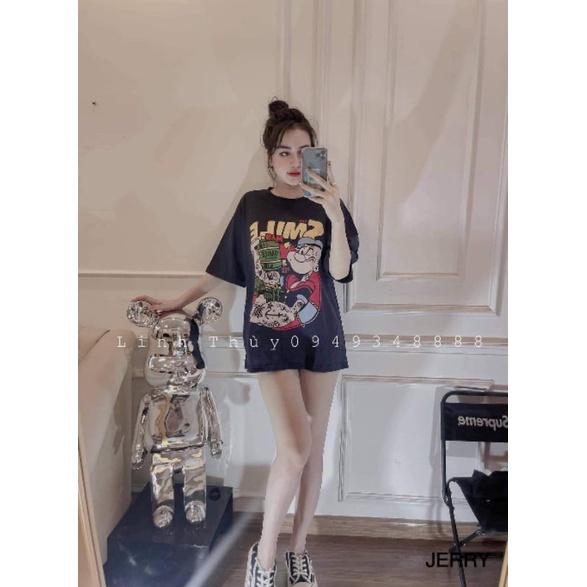 Áo phông xanh smile hàng QCL1