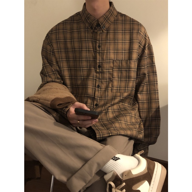 Áo Sơ Mi Dài Tay Họa Tiết Ca Rô Thời Trang Dành Cho Cả Nam Và Nữ