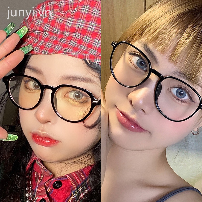 Mắt kính gọng tròn lớn chống ánh sáng xanh phong cách retro cổ điển cho nữ