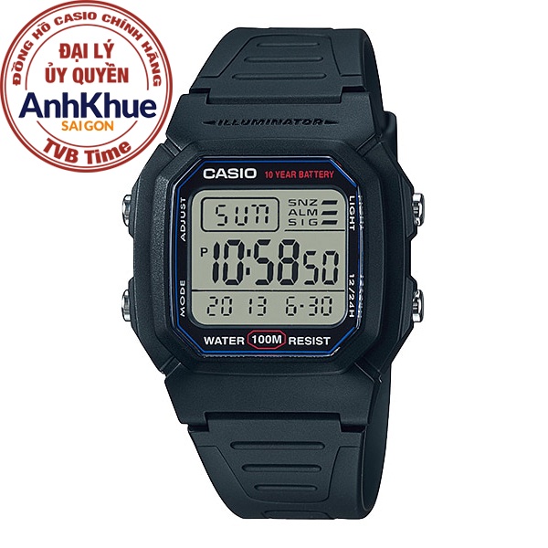 [Mã BMLT300 giảm đến 300K đơn 499K] Đồng hồ nam dây nhựa Casio Standard chính hãng Anh Khuê W-800H-1AVDF