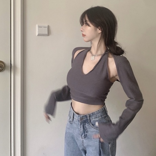 Áo Dệt Kim Hai Dây Dáng Ngắn Thời Trang Trẻ Trung