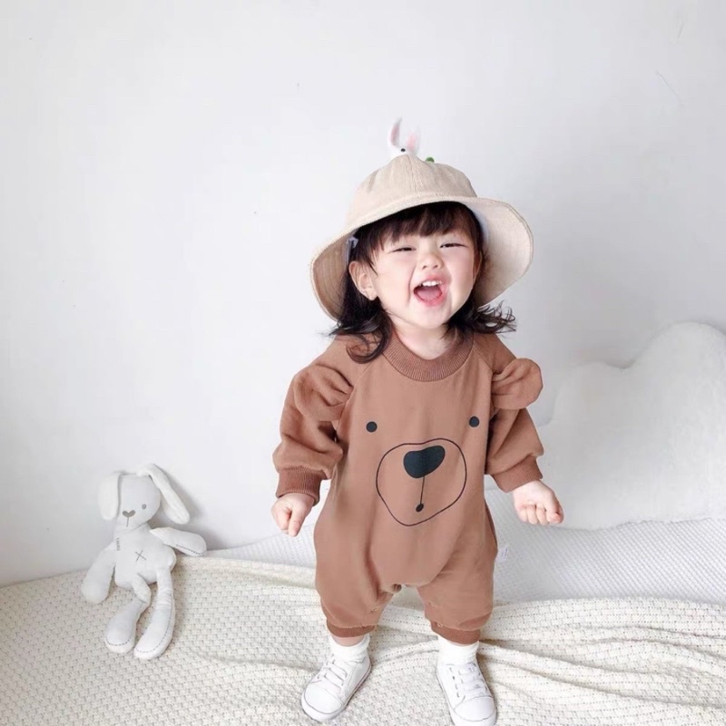 Bodysuit dài tay in gấu đáng yêu cho bé trai bé gái (4-14kg)