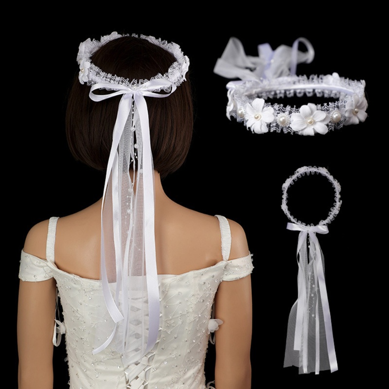 Vòng Hoa Đội Đầu Phối Ren Ruy Băng Dùng Làm Đạo Cụ Chụp Ảnh