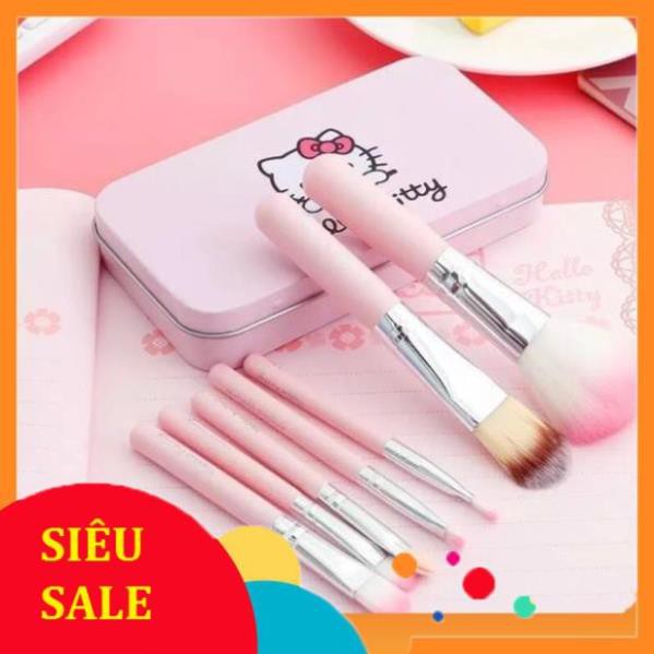 Bộ Cọ Makeup Hello Kitty Hộp Thiếc Mini Siêu Tiện Lợi Mùi Beauty