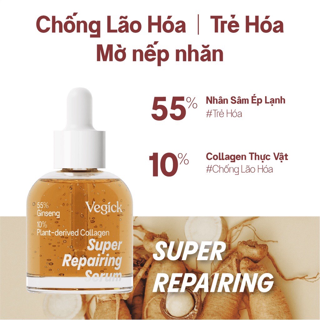 Tinh chất nhân sâm trẻ hoá Vegick Super Repairing Serum 30ml