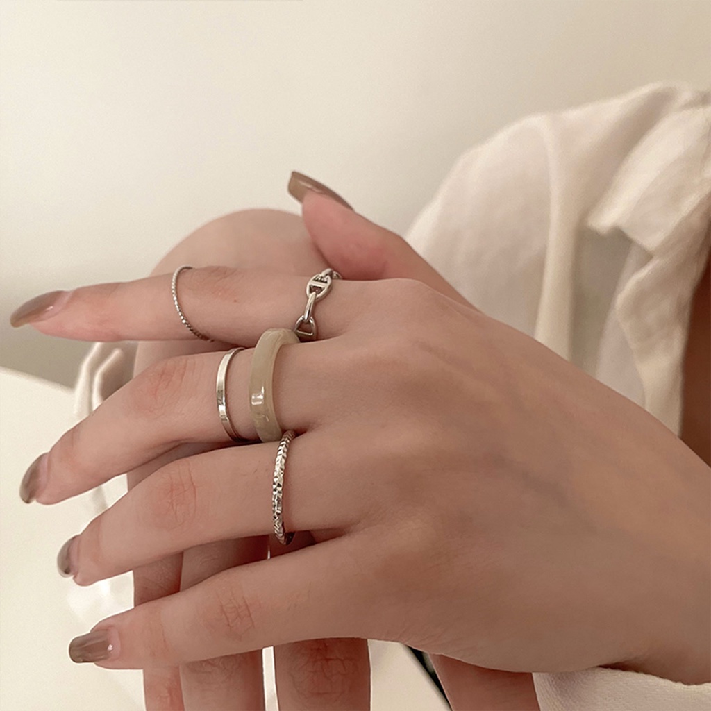 Bộ Năm Nhẫn Đeo Ngón Chân Bằng Nhựa Resin Hình Mũi Heo Phong Cách Hàn Nhật Cá Tính Thời Trang Cho Nữ