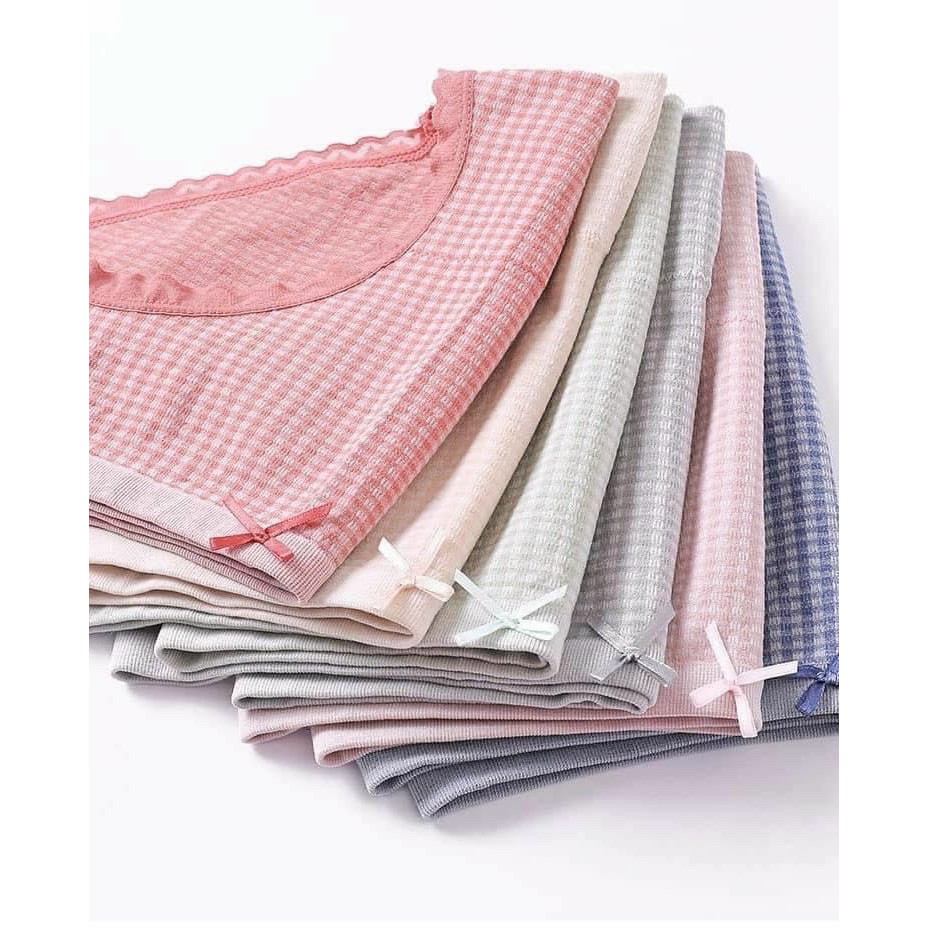 Quần Lót Nữ 💖FREESHIP💖 Quần Lót Cotton Muối Tiêu Kẻ Caro Kháng Khuẩn Viền Ren Đính Nơ Dễ Thương | BigBuy360 - bigbuy360.vn
