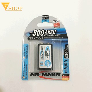 Combo 2 vỉ pin sạc 9v, pin sạc vuông ansmann 275mah
