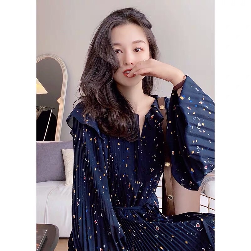 Đầm hoa nhí dáng suông có dây eo siêu xinh