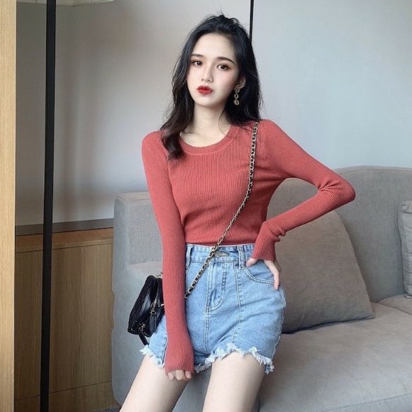 Áo tay dài thun gân ôm body