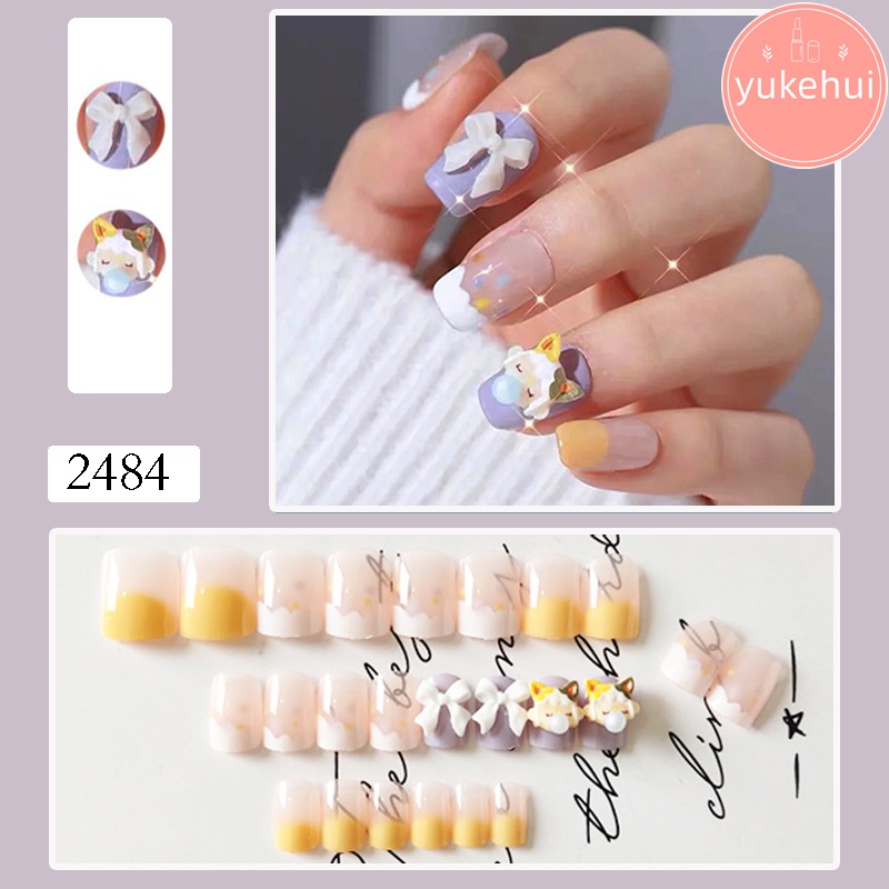 Set 24 móng tay giả dáng ngắn xinh xắn thời trang dành cho nữ 2484