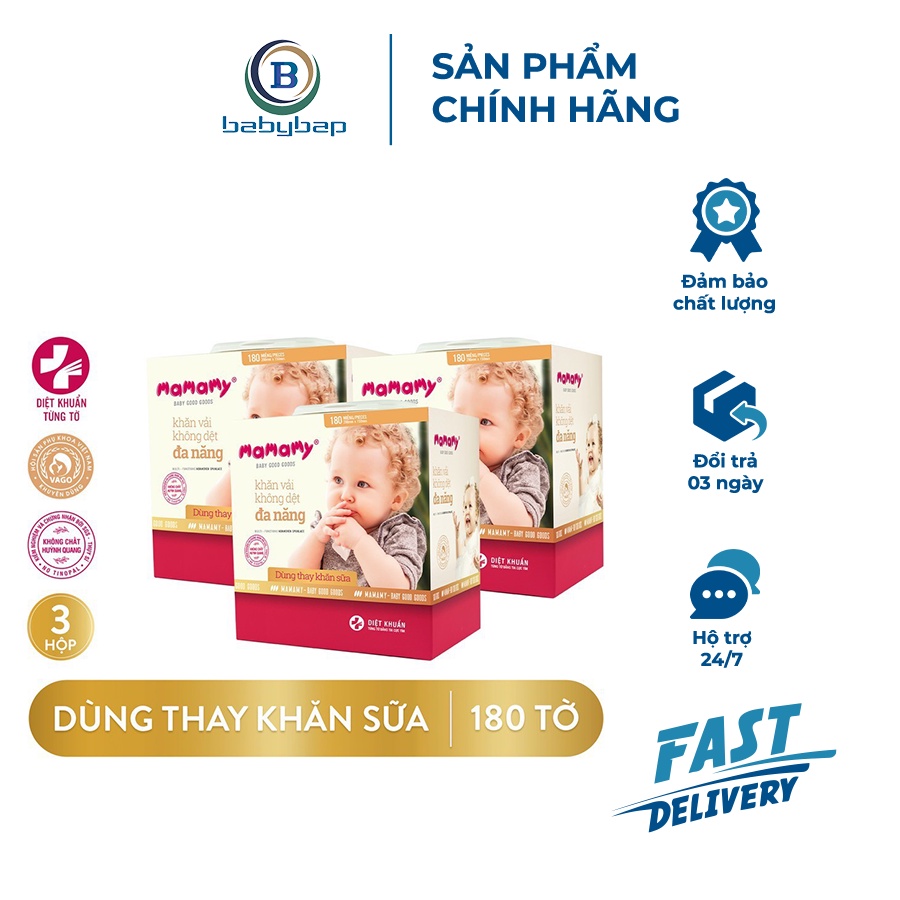Combo 3 Khăn Khô Đa Năng Mamamy 180 Tờ
