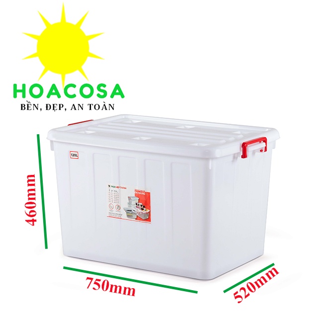 Thùng Nhựa Đa Năng Có Bánh Xe Loại 120L  Nhựa Hiệp Thành- Cứng Cáp, Tiện Dụng- Đồ Gia Dụng Hoacosa.