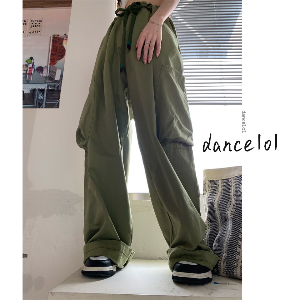 Quần Dài Ống Rộng Phối Dây Phong Cách Punk Retro dance1o1- Dành Cho Nữ