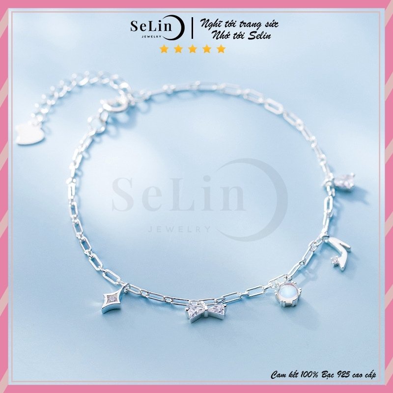 Lắc tay bạc 925 nữ cao cấp đính phụ kiện giày cao gót xinh xắn SELIN JEWELRY - 0017