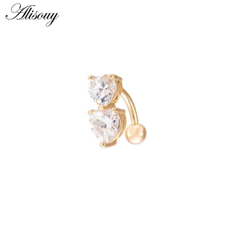 Alisouy 1 Khuyên Rốn Bằng Thép Không Gỉ Đính Pha Lê Thời Trang