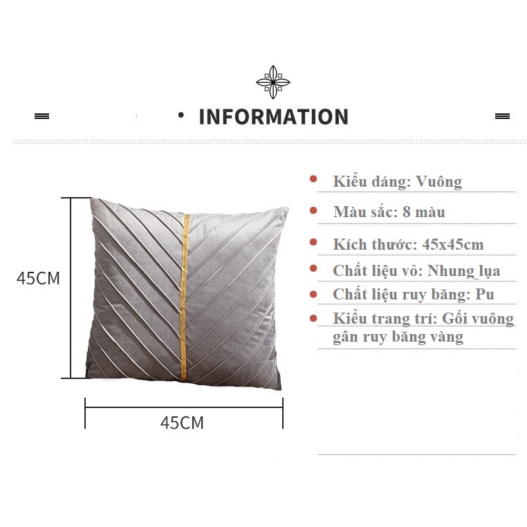 Gối tựa lưng sofa cao cấp GÂN RUY BĂNG chất liệu nhung lụa LiMinHo Shop