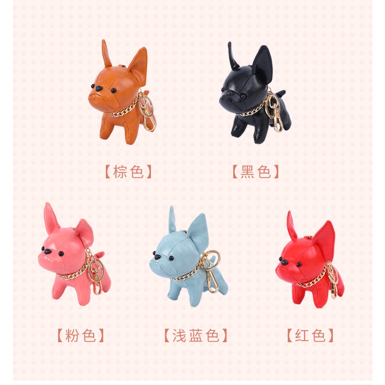 Móc Khóa Hình Chú Chó Bull Hoạt Hình Bằng Da Nhiều Màu Tùy Chọn