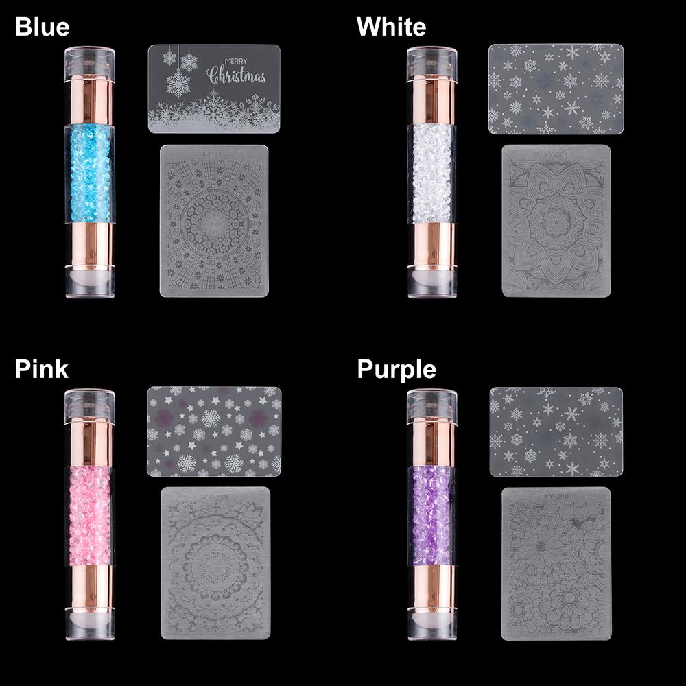 Bộ 3 Con Dấu Trang Trí Móng Tay Bằng Silicone Hình Trụ DIY