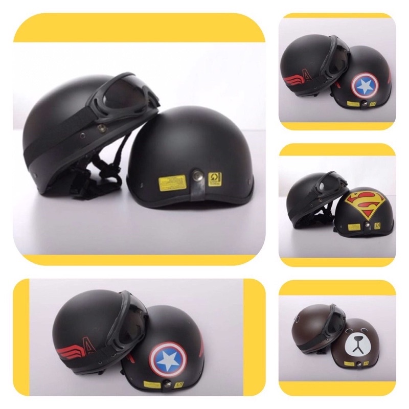 Mũ bảo hiểm người lớn nửa đầu , nón bảo hiểm đi phượt 1/2 nhiều tem