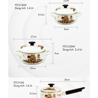 Bộ nồi tráng men Fujihoro FTCV-3