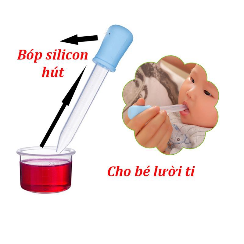 Ống bón sữa cho bé lười ti bóp silicon