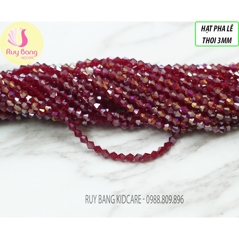 Hạt pha lê thoi 3mm tông hồng