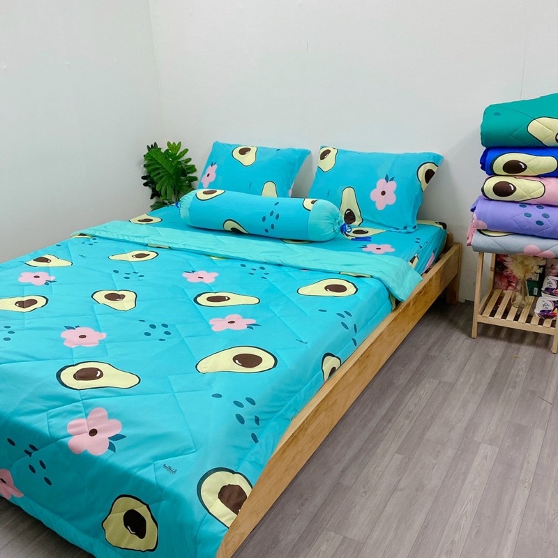 bộ ga và vỏ gối thun hàn hình trái bơ