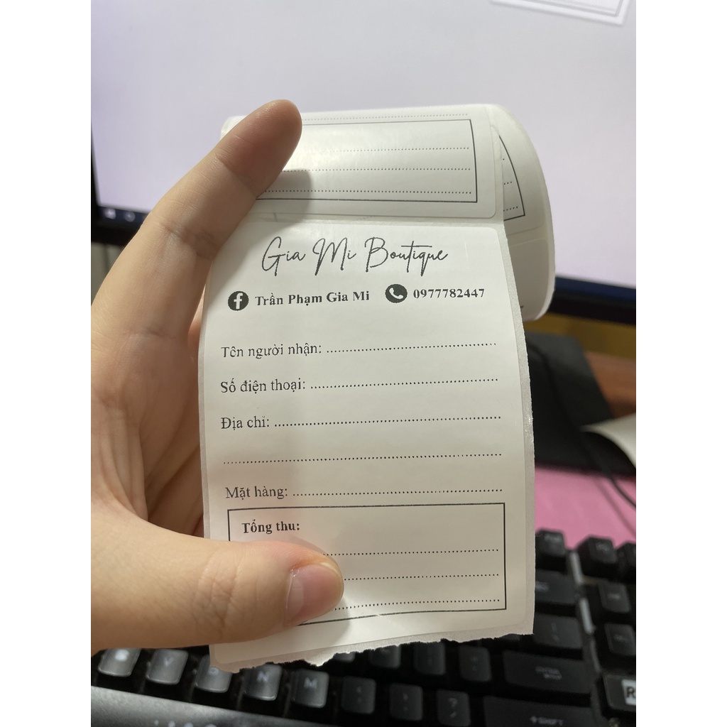 Set 100 Tem vận chuyển in sẵn 75x100mm thiết kế theo yêu cầu có keo dính bóc ra dán ngay. Hóa đơn nhiệt IN SẴN 75x100mm