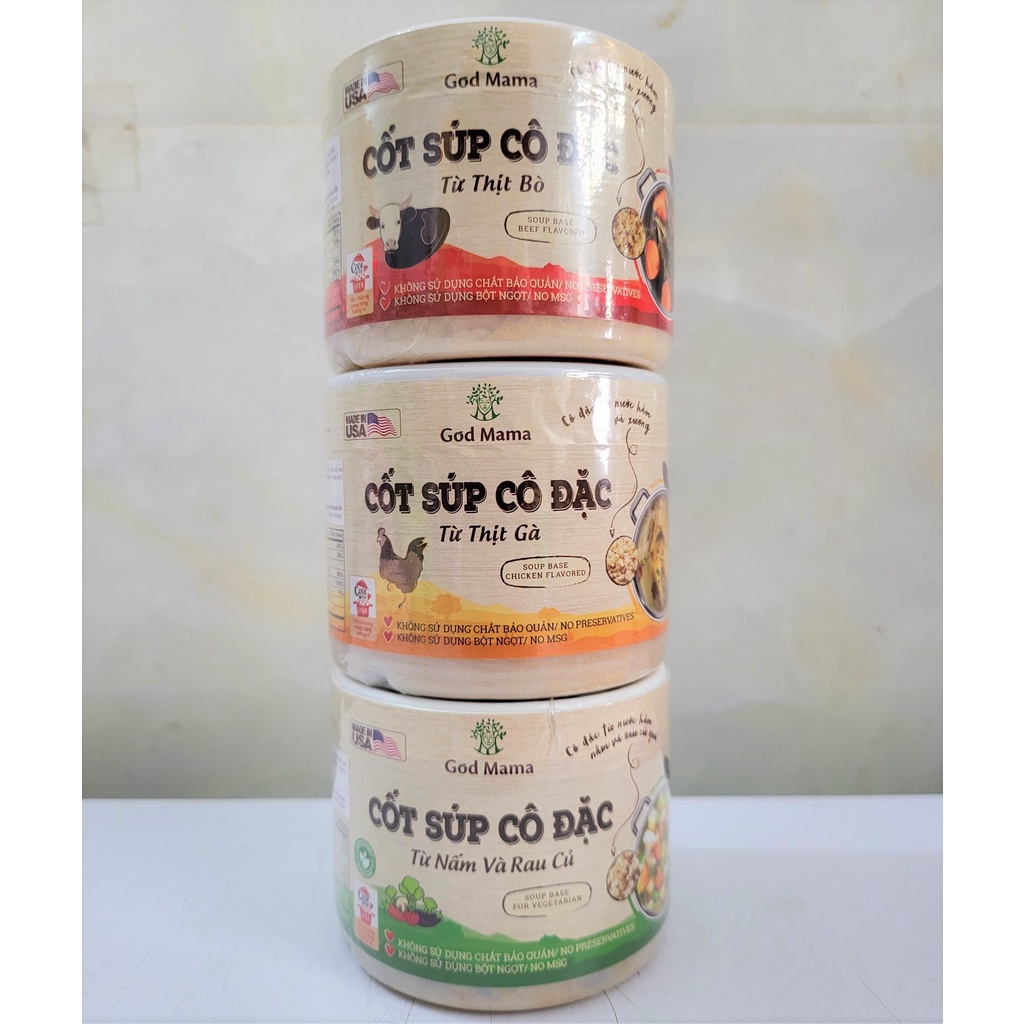 [Hộp 200g – thịt bò] CỐT SÚP CÔ ĐẶC TỪ THỊT BÒ [USA] GOD MAMA Soup base Beef Flavored