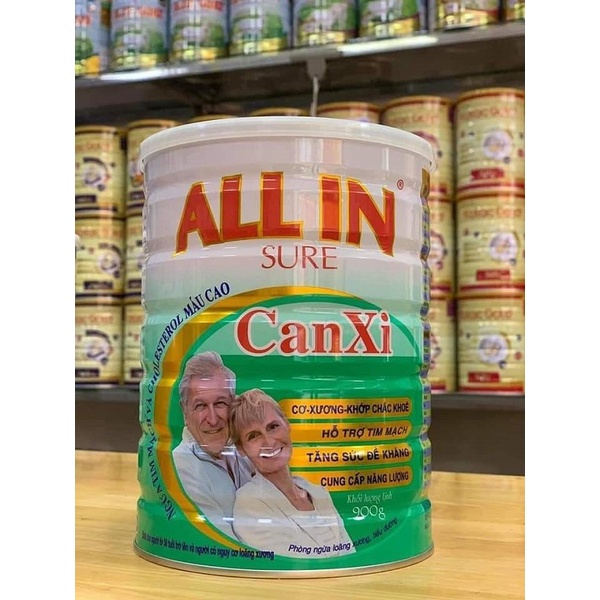 Sữa bột All in Sure Canxi lon 900 gram - công ty Thành Đạt