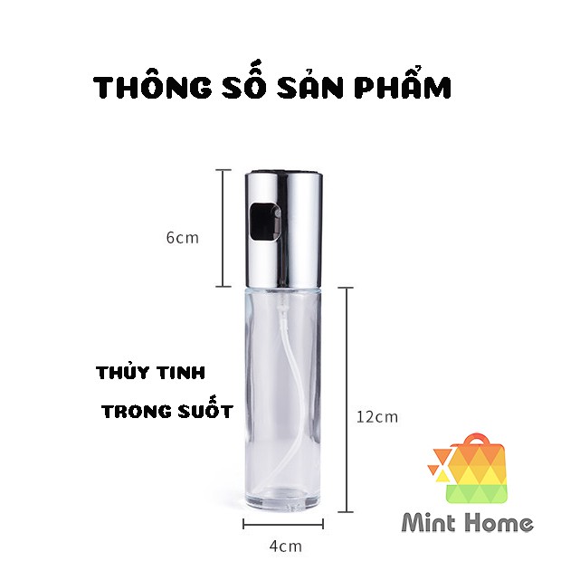 [Tặng Phễu &amp; Chổi] Bình xịt dầu ăn thủy tinh phụ kiện cho nồi chiên không dầu, chai xịt dầu ăn nồi chiên ko dầu 100ml